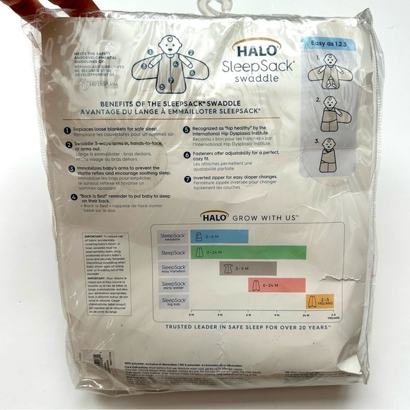 Halo SleepSack Swaddle Micro-Fleece TOG 3.0 Cream White Small 3-6 Months NWT - Picture 10 of 15